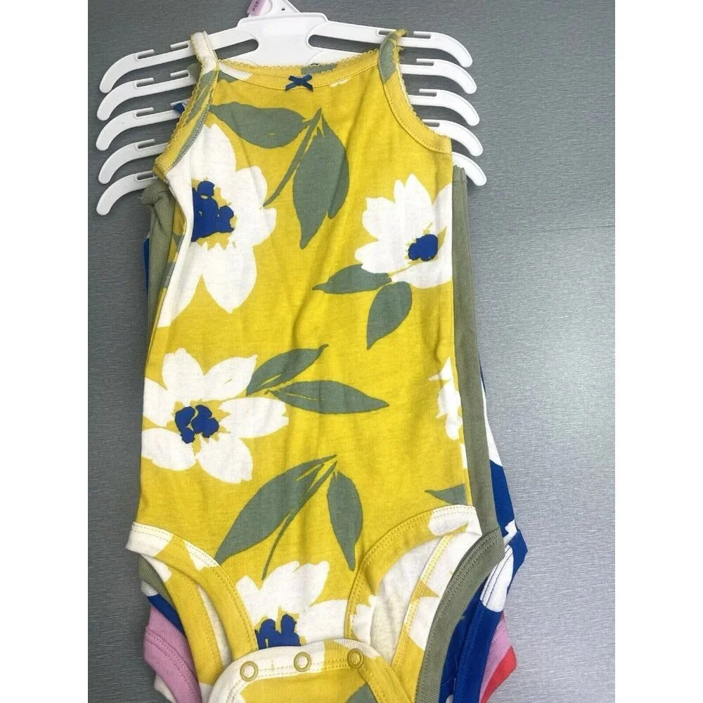 New Carter's Girls 5 Pack Floral Bodysuits 100% Cotton Size 9 Months